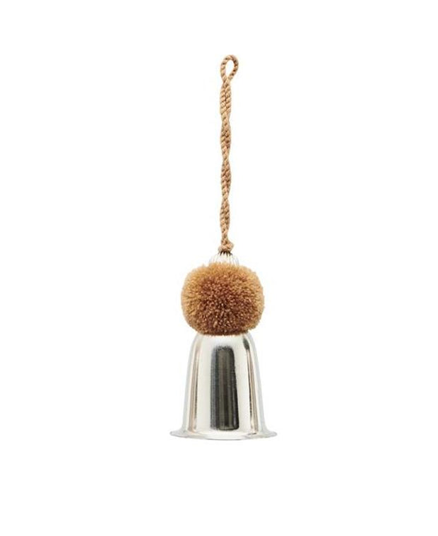 silver bell pom pom ornament