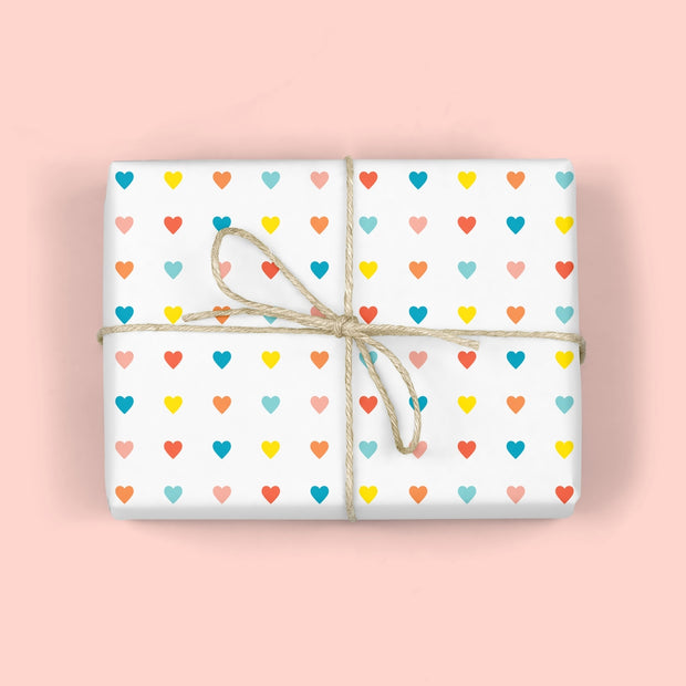 rainbow hearts wrap - single sheet or set of 3 sheets