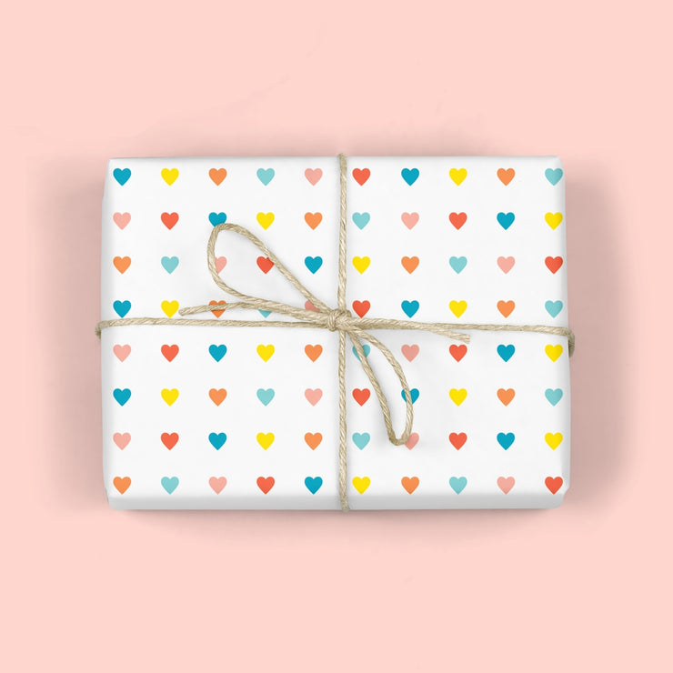 rainbow hearts wrap - single sheet or set of 3 sheets