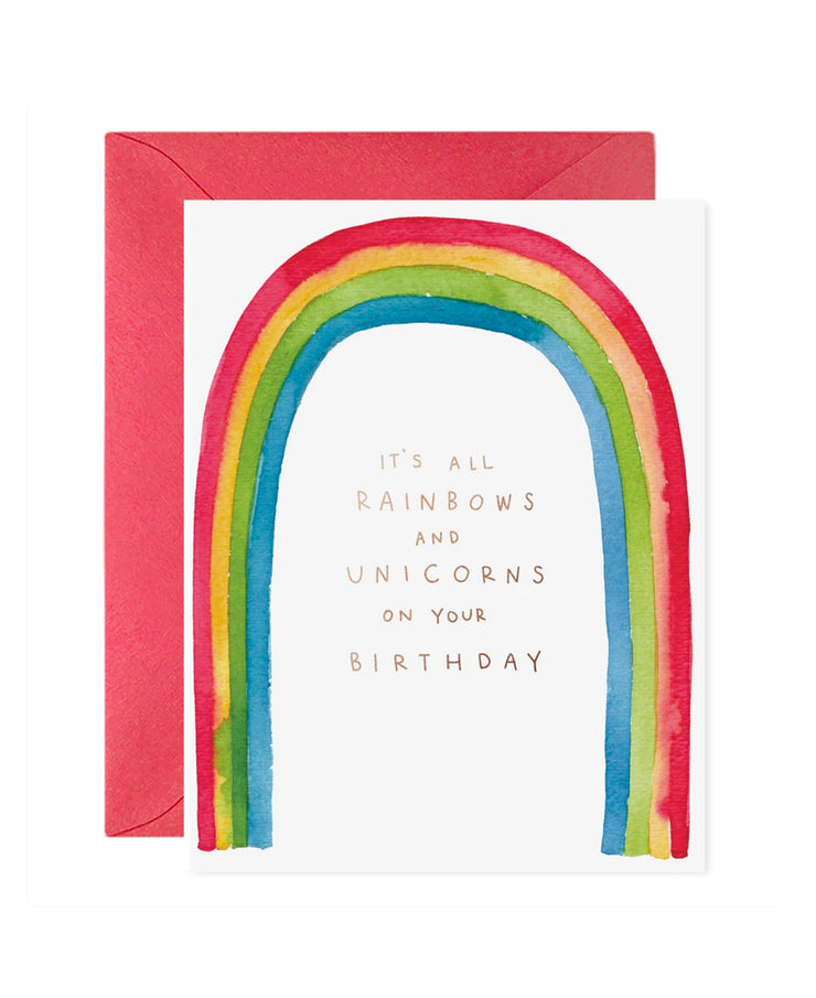 rainbows unicorns watercolor birthday card