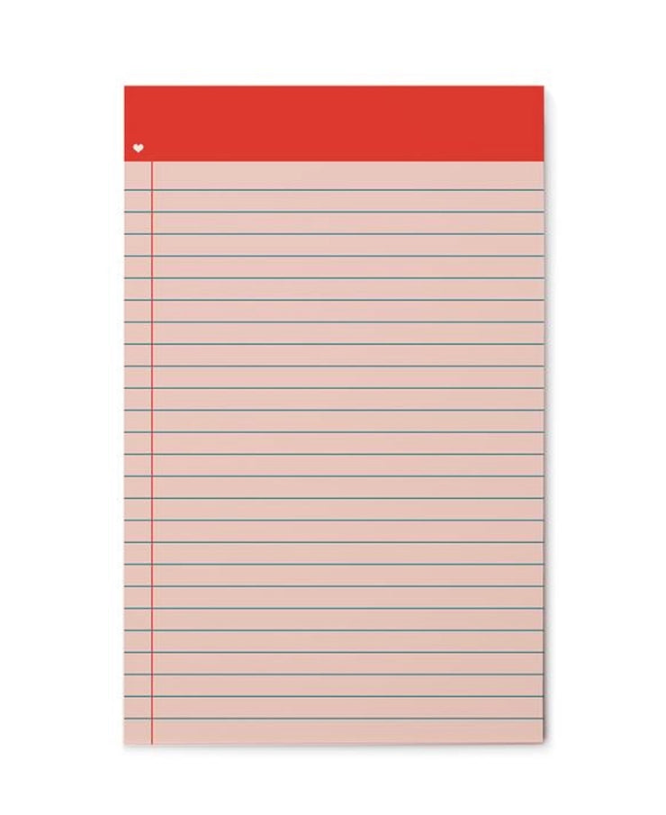 red heart grid notepad
