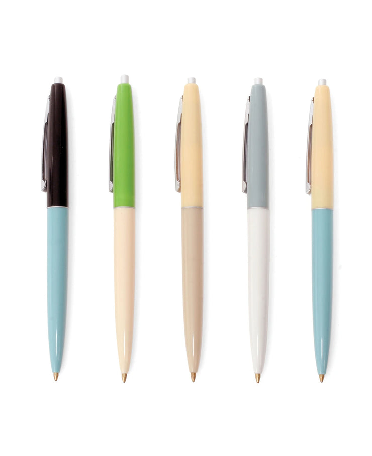 retro pens - set of 5 assorted