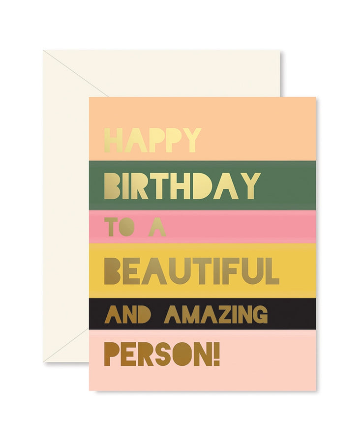 beautiful person colorblock birthday card