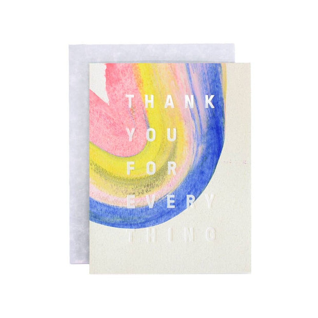 rainbow thank you for everything hand-painted card - single or set of 6