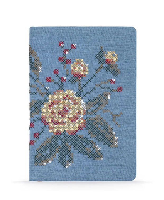 cross stitch flowers embroidered journal