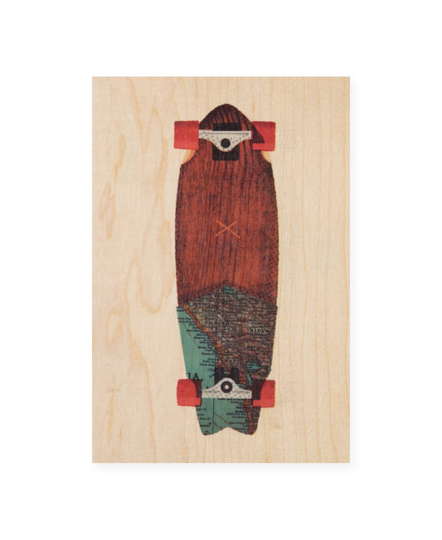 travel skate wood postcard